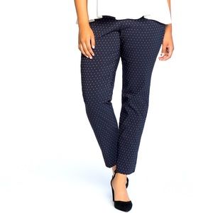 ELOQUII Navy Dot Stretch Waist Trouser Size 14